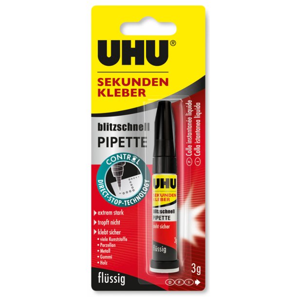 UHU sekundlim pipette hurtigtrrende