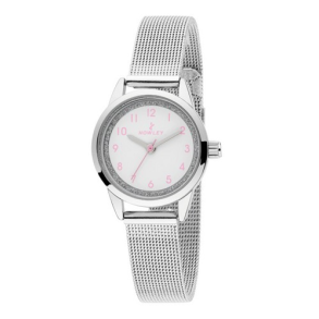 Nowley - metal rem m/hvid skive og pink tal