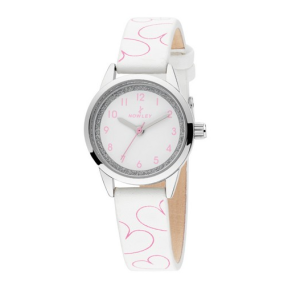 Nowley - Hvid l�derrem m/hvid skive og pink tal