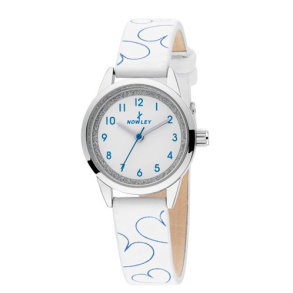 Nowley - Hvid l�derrem m/hvid skive og bl� tal