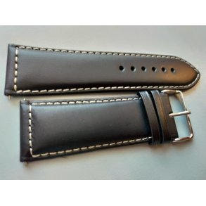 L�derrem - 28 mm sort med hvid syning